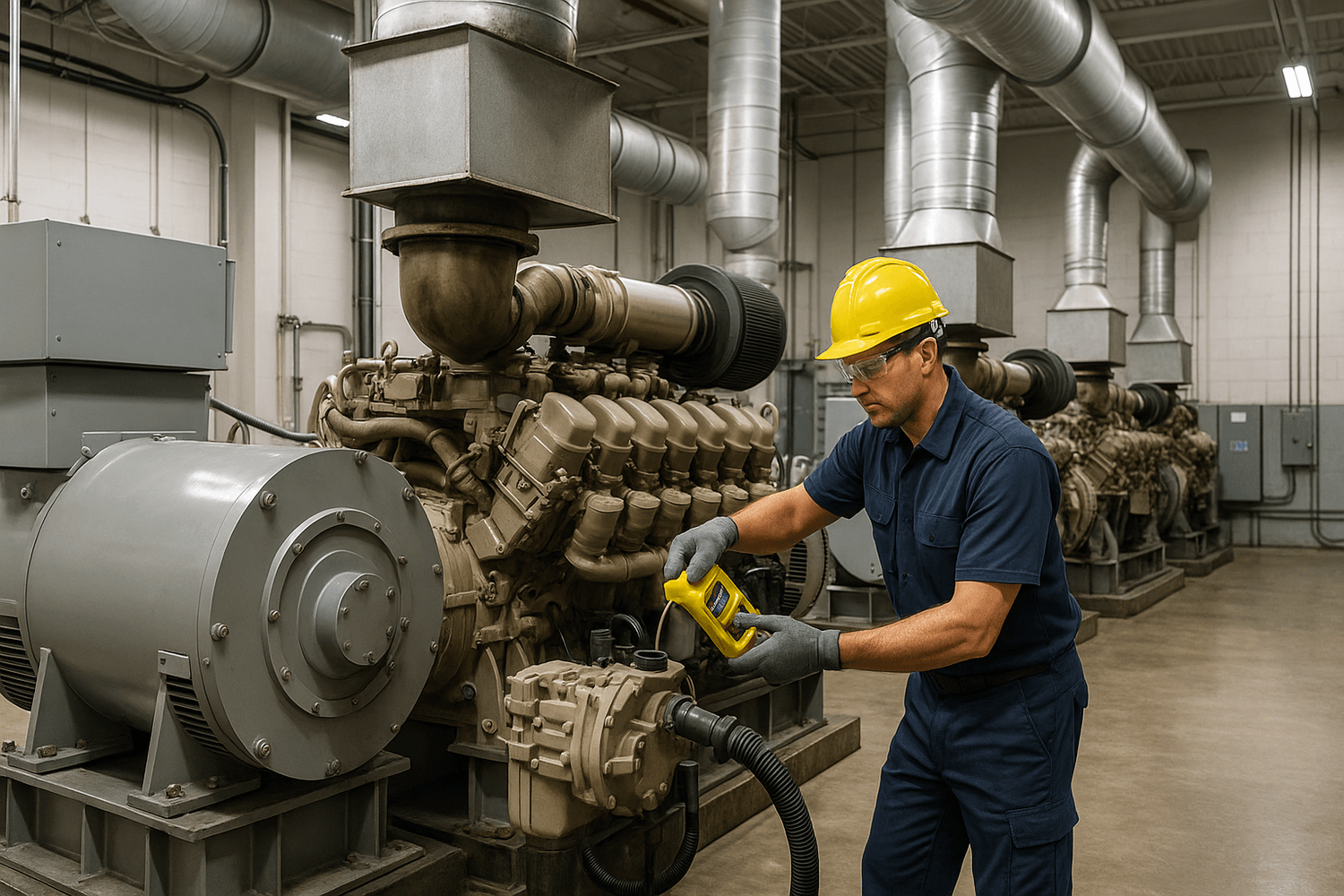 tecnico-aplicando-head-gasket-fix-generador-industrial