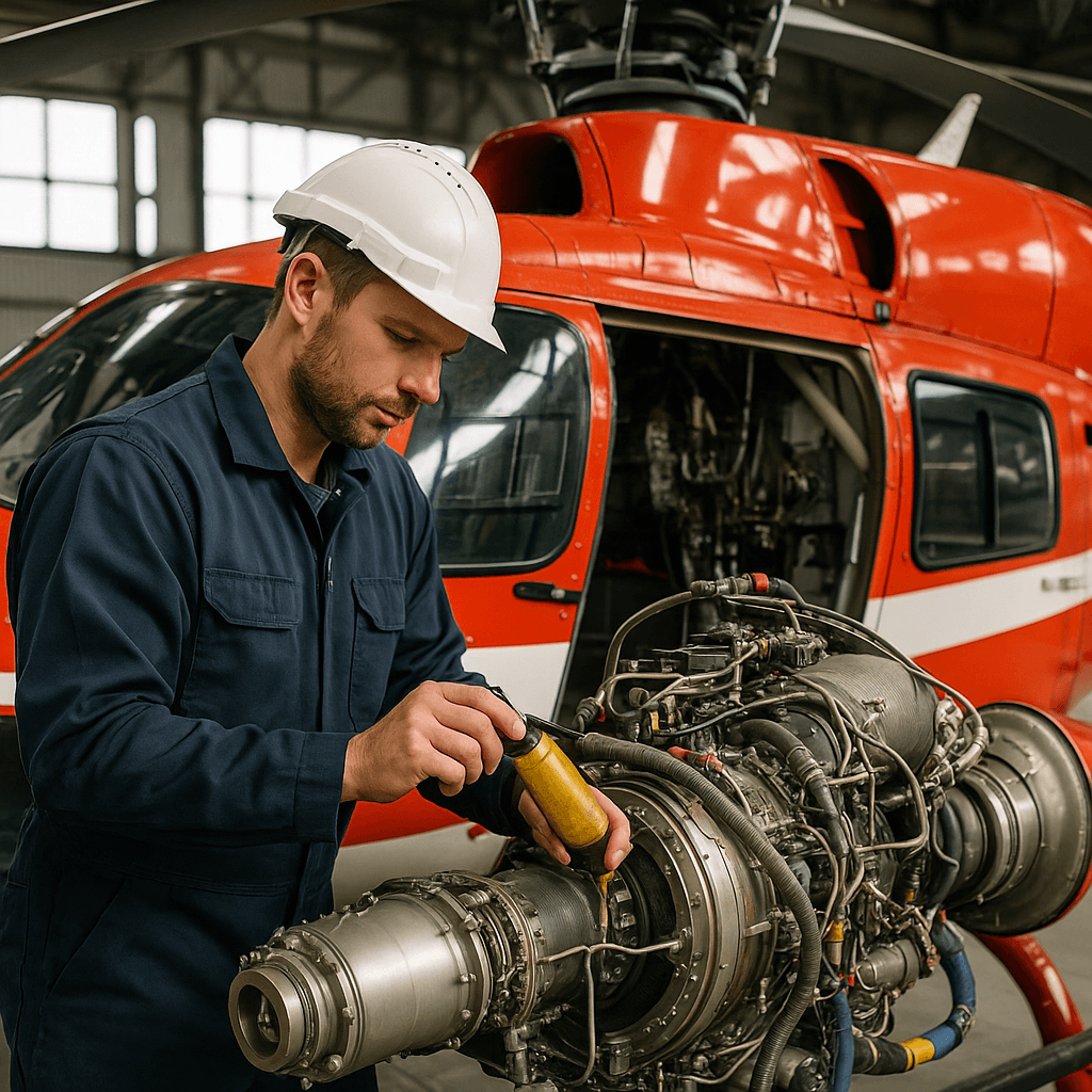 tecnico-aplicando-rislone-rescue-aircraft-engine