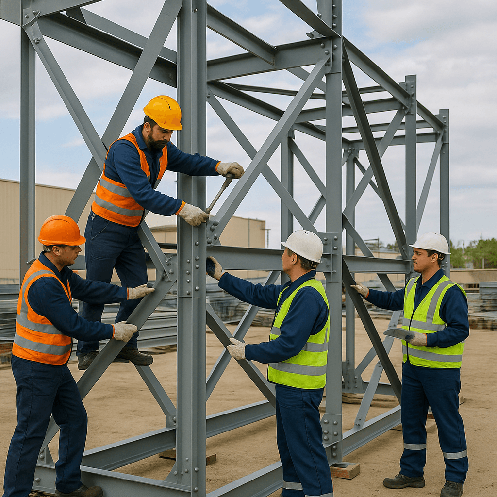 equipo-industrial-ecuador-montando-estructuras-metalicas