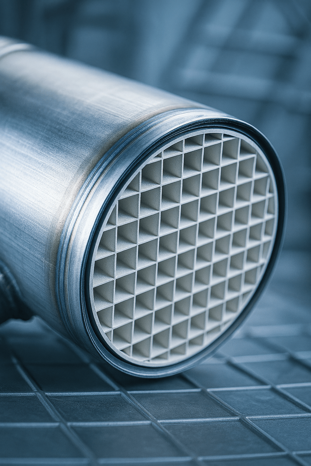 Filtro DPF limpio mostrando su interior cerámico