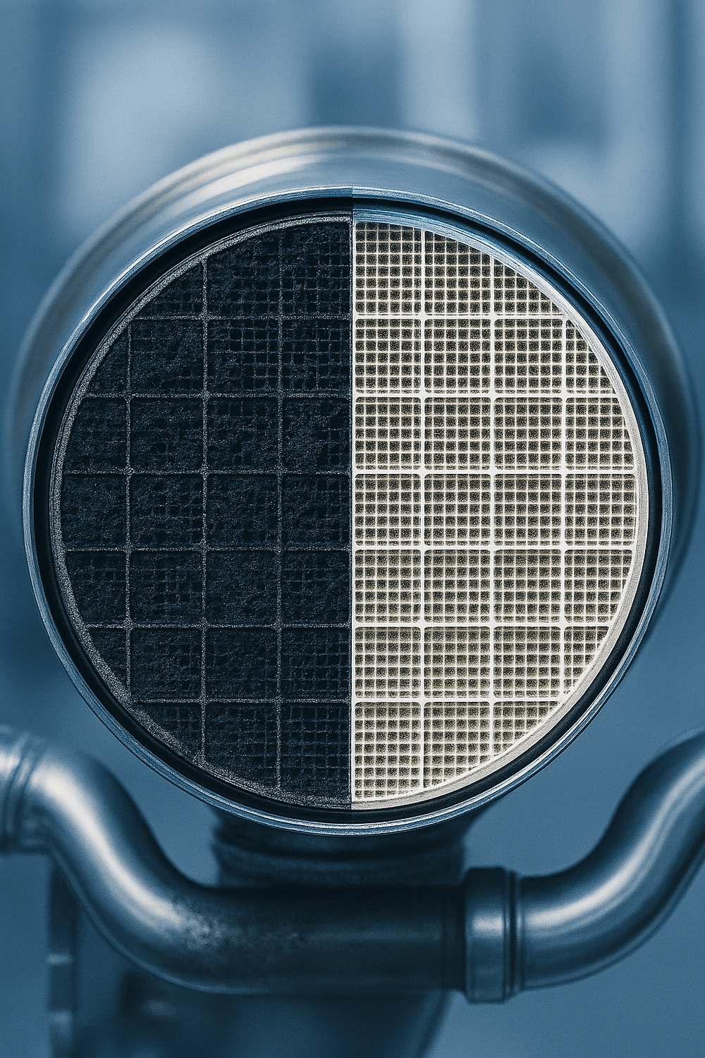 Hollín acumulado vs filtro limpio