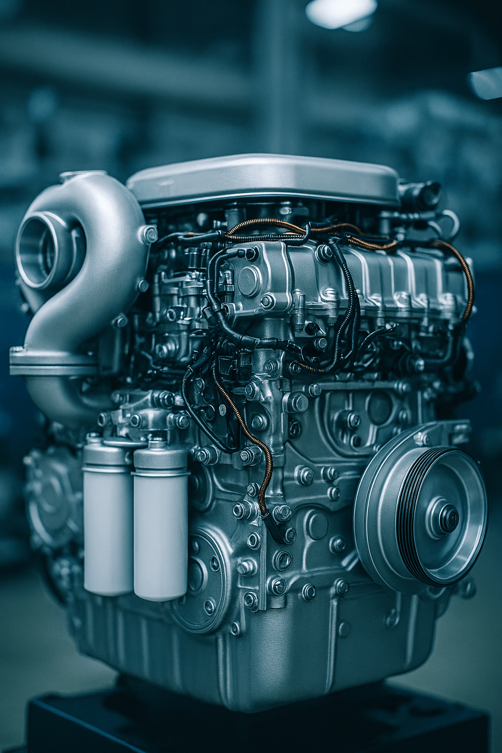 Motor diésel trabajando suave