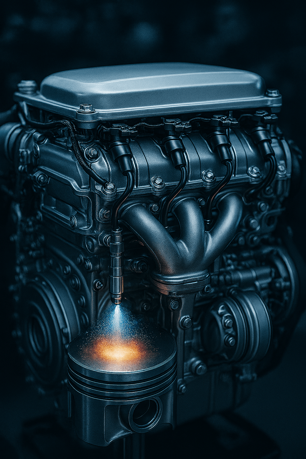 Inyectores pulverizando mezcla fina