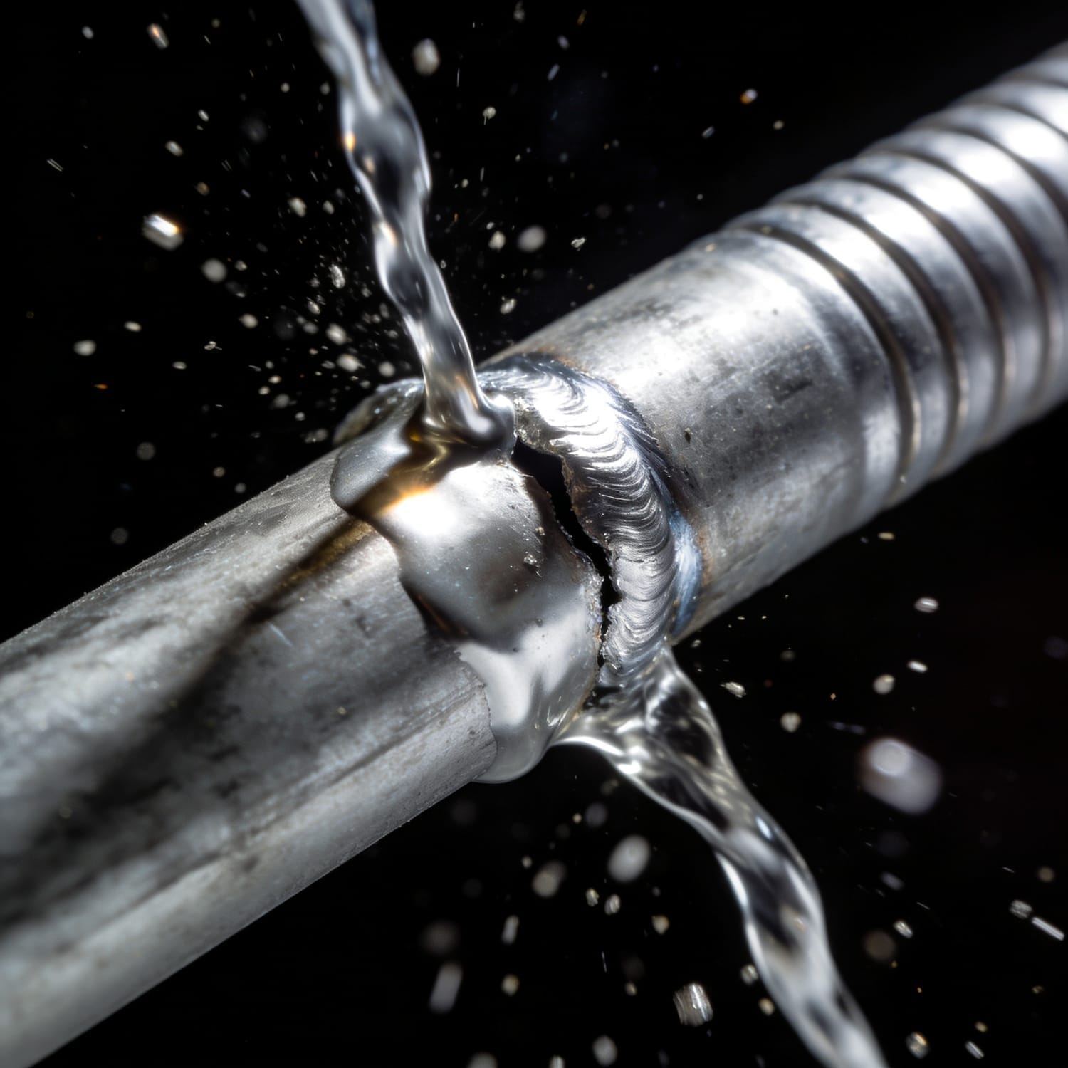 Aluminio líquido sellando una unión