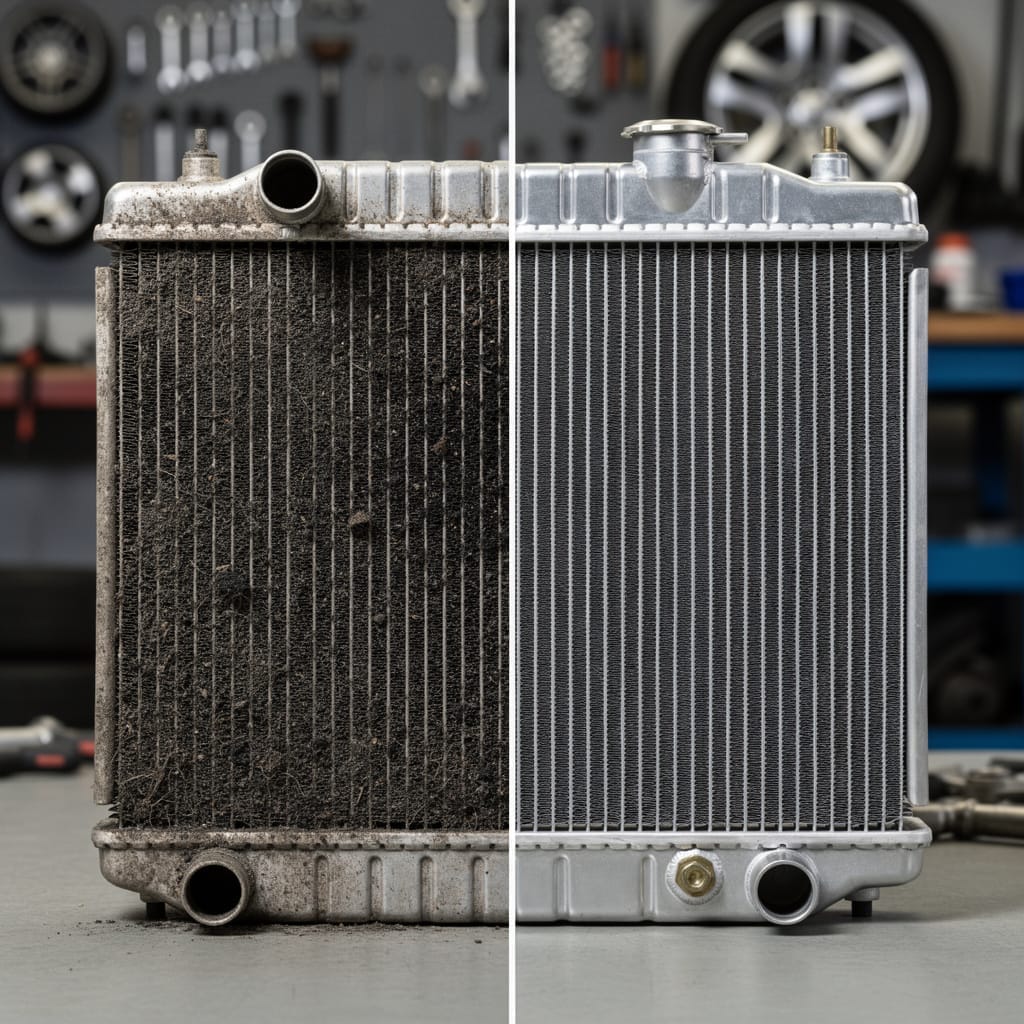 Radiador antes después de la limpieza