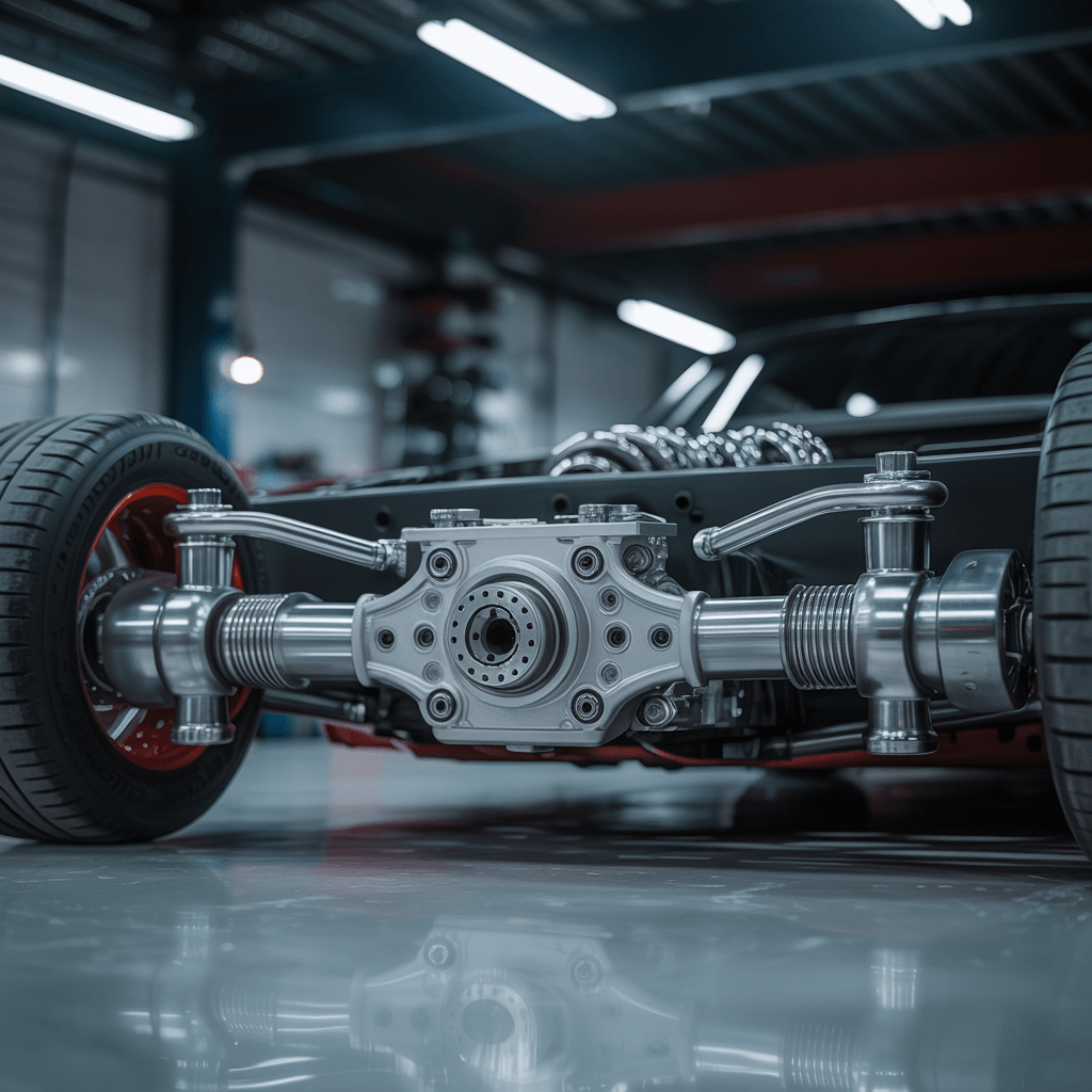 Eje trasero en funcionamiento