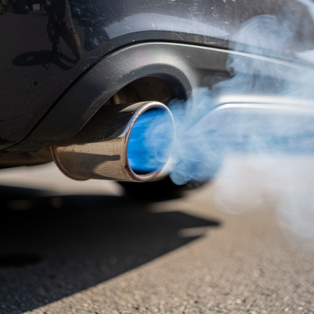 Humo azul en el escape