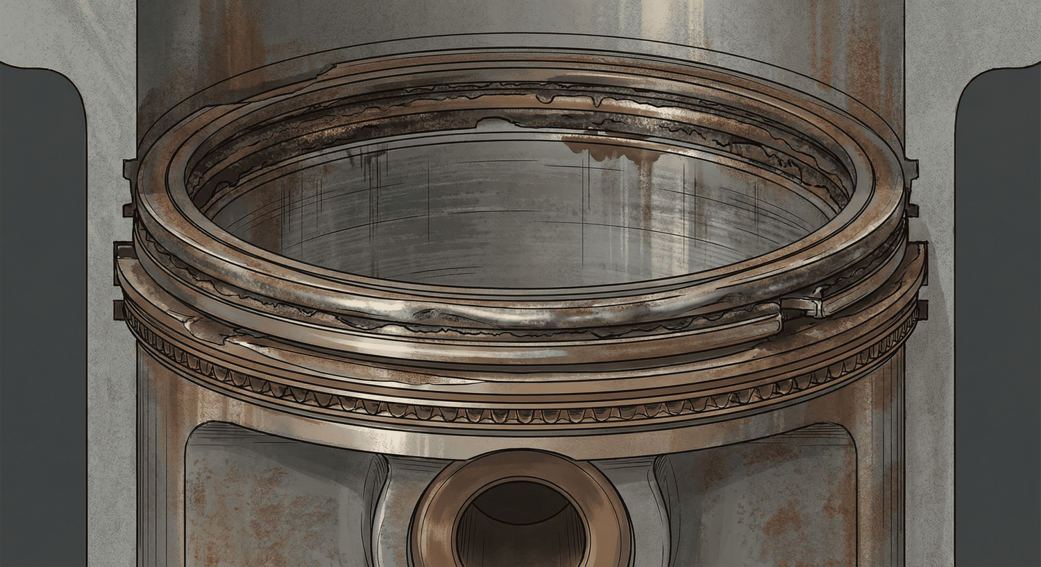 Anillos del pistón desgastados