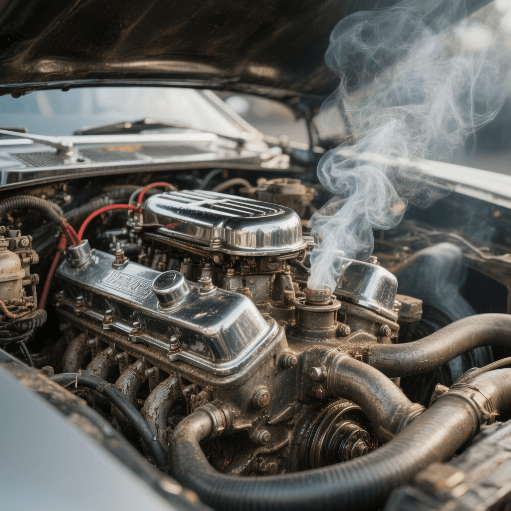 Motor con humo visible