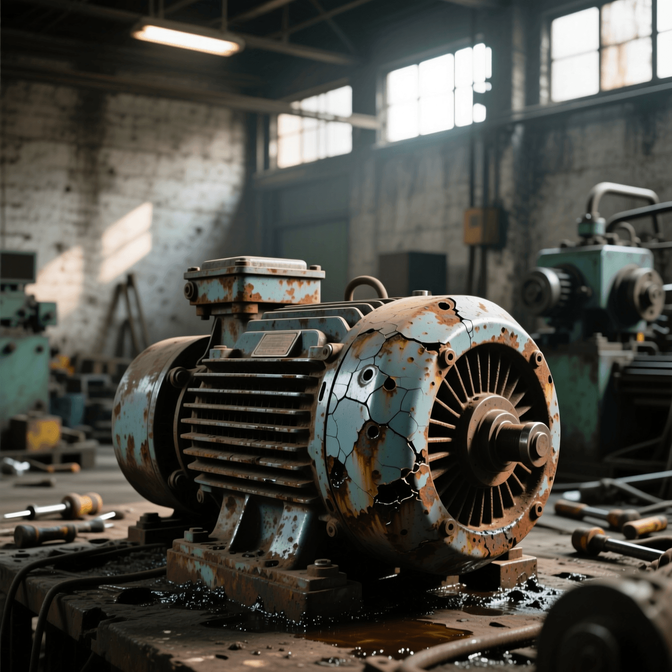 Motor con signos de desgaste