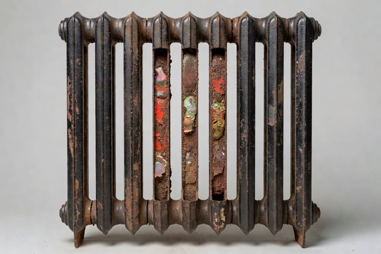 Radiador con residuos internos