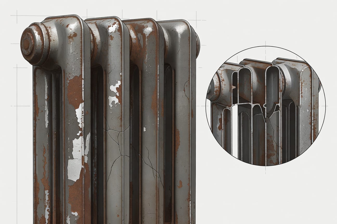 Radiador con microfisura