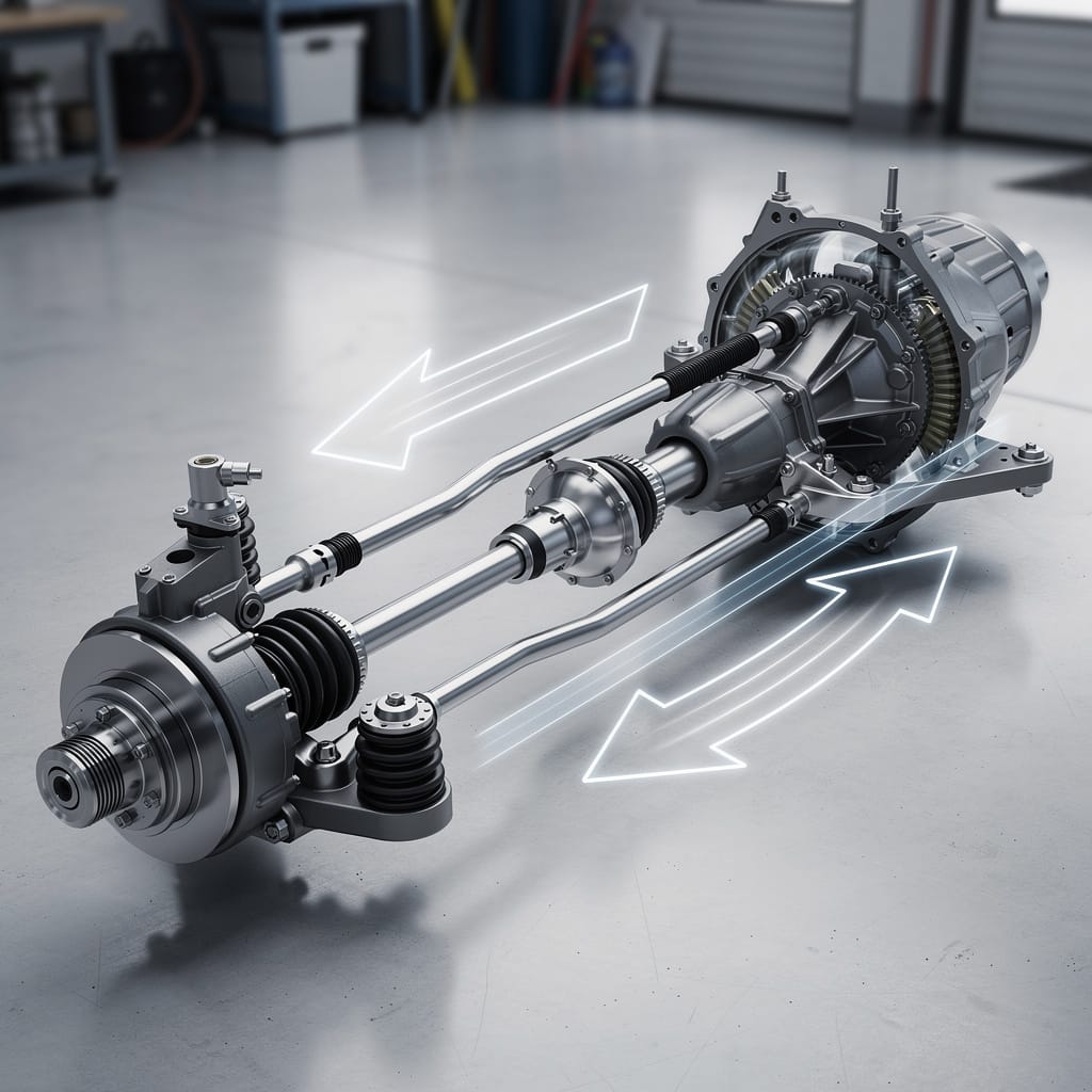 Sistema de dirección y transmisión en funcionamiento