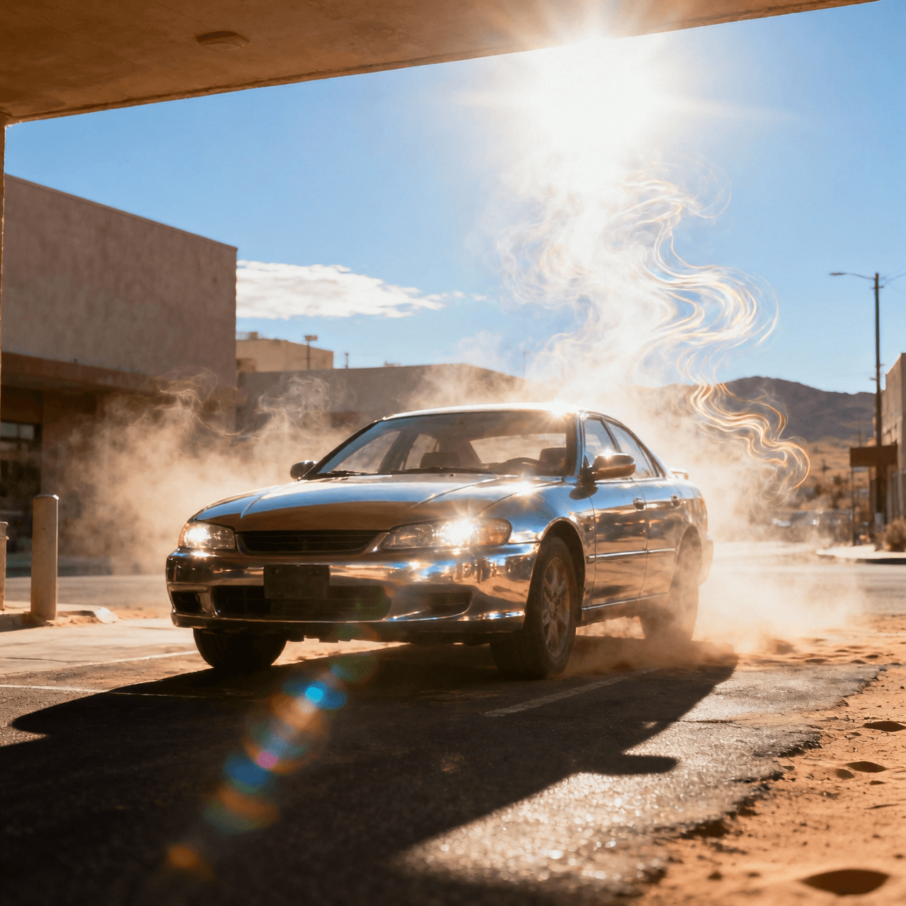 Vehículo bajo sol intensoVehículo bajo sol intenso