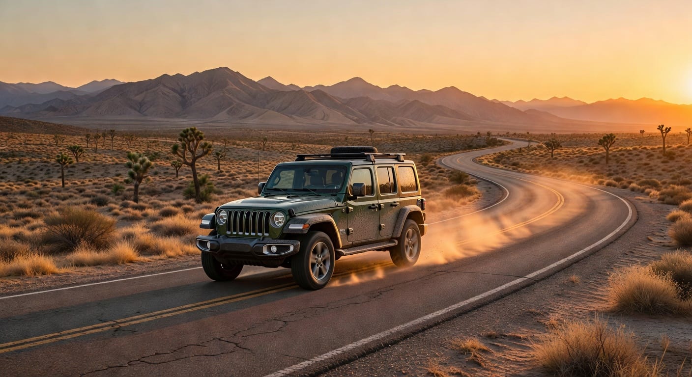Vehículo en carretera bajo sol