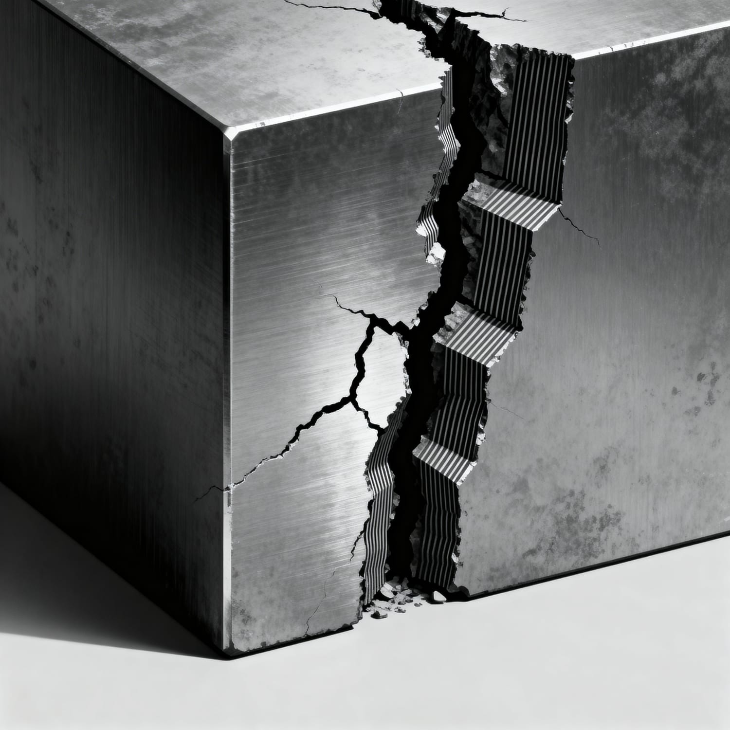 Representación técnica de microfisura en bloque