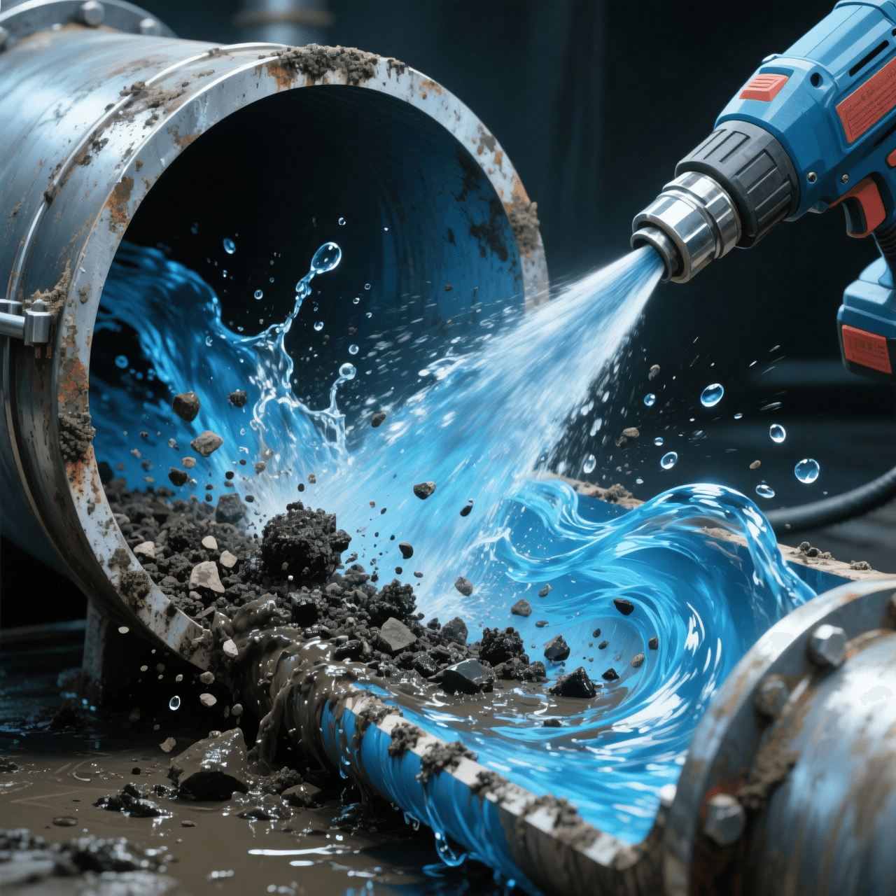 Representación del limpiador removiendo sedimentos