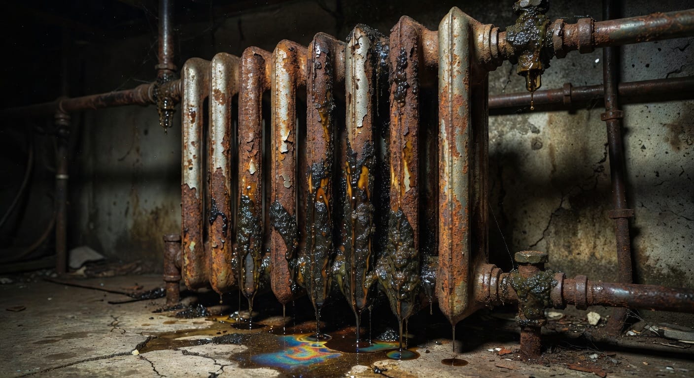 Radiador con residuos visibles