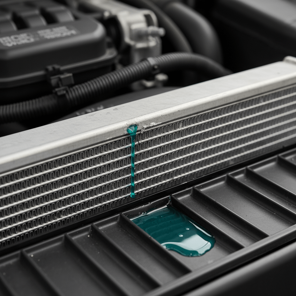 Radiador con pequeña fuga visible