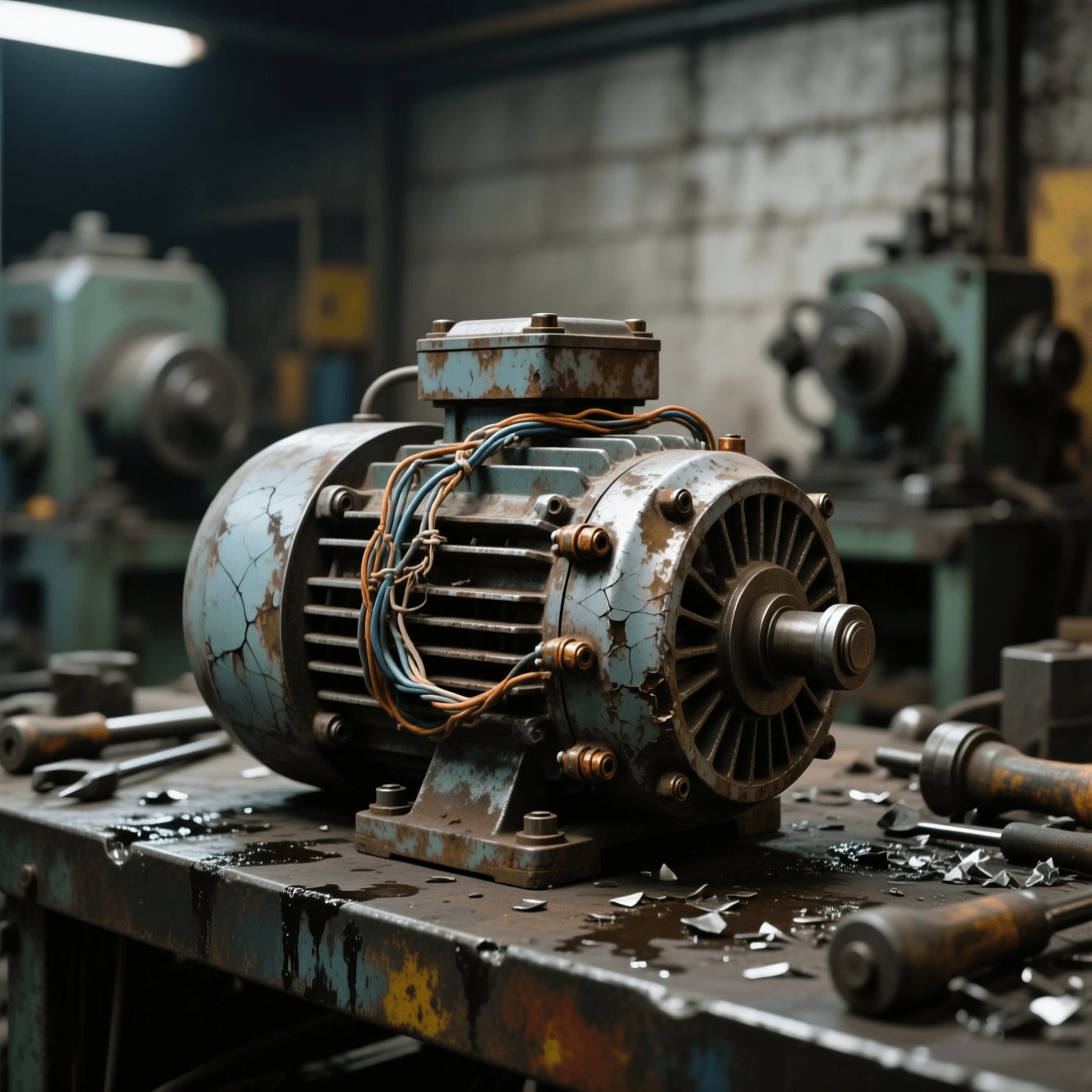 Motor con desgaste visible