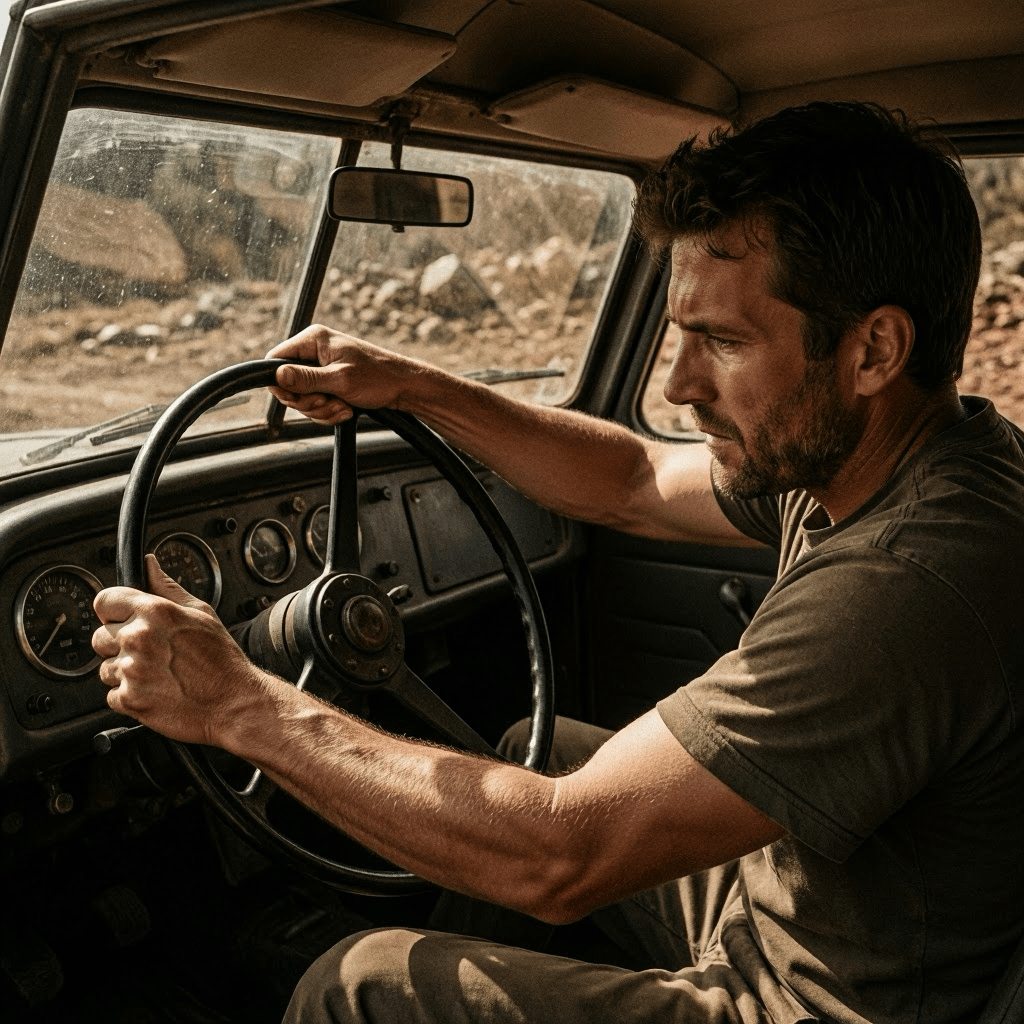 Conductor girando el volante