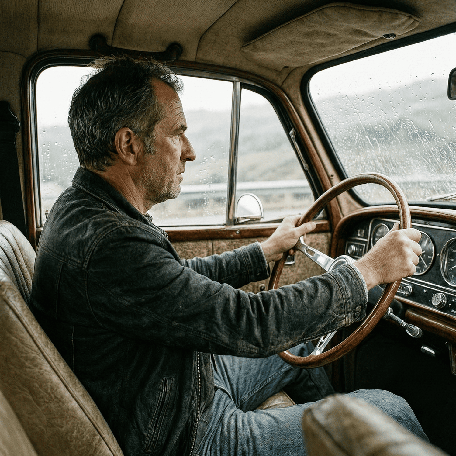 Conductor girando el volante