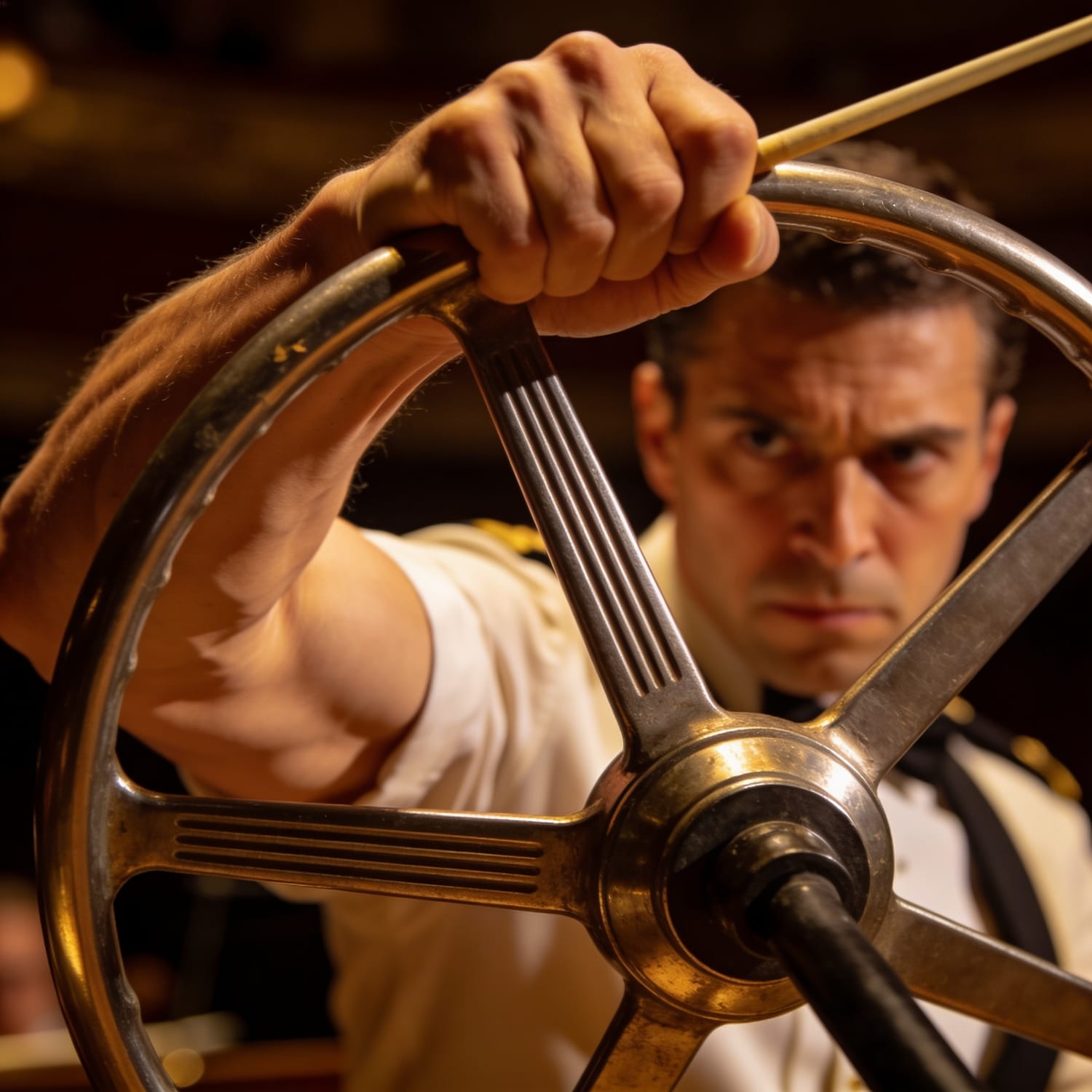 Conductor girando el volante