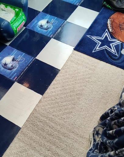 Cherry wood dining set arranged in the grand room