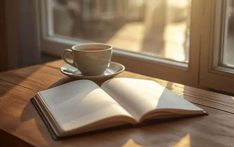 Lumière douce du matin et tasse de tisane