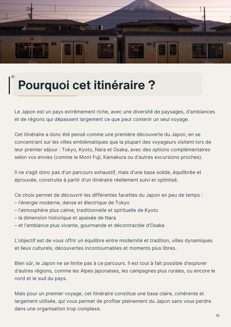 Page itinéraire Tokyo
