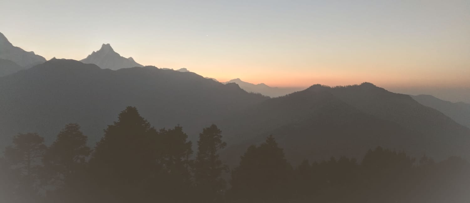 A picture I took during my first journey after overcoming Paruresis (Shy Bladder). Poon Hill, Nepal. The mountains before sunrise