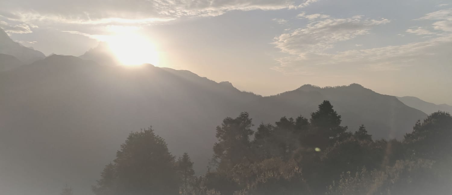 A picture I took during my first journey after overcoming Paruresis (Shy Bladder). Poon Hill, Nepal. The mountains after sunrise