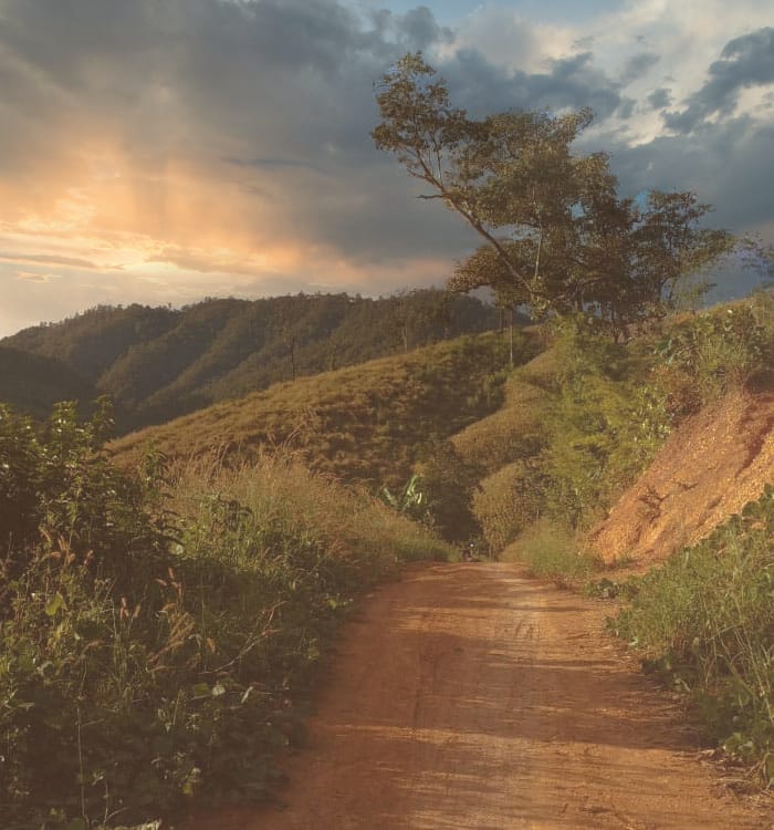 A picture I made during my travels in Thailand. If I remember correctly, it's somewhere near Pai. A beautiful landscape and a path.