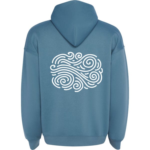 Sudadera azul oversize trasera