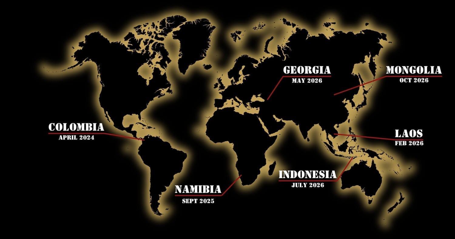 Map of the world and the upcoming Man Uncharted Expeditions