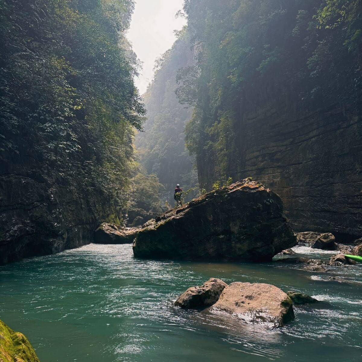 Man in a canyon La Venta Mexico