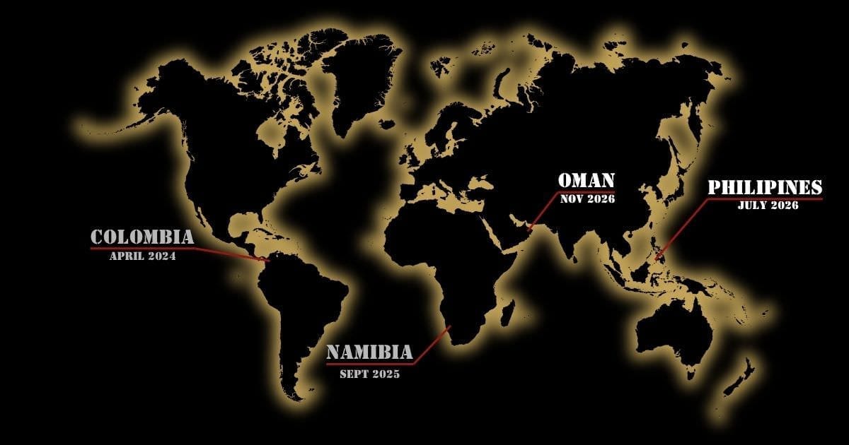 Map of the world and the upcoming Man Uncharted Expeditions