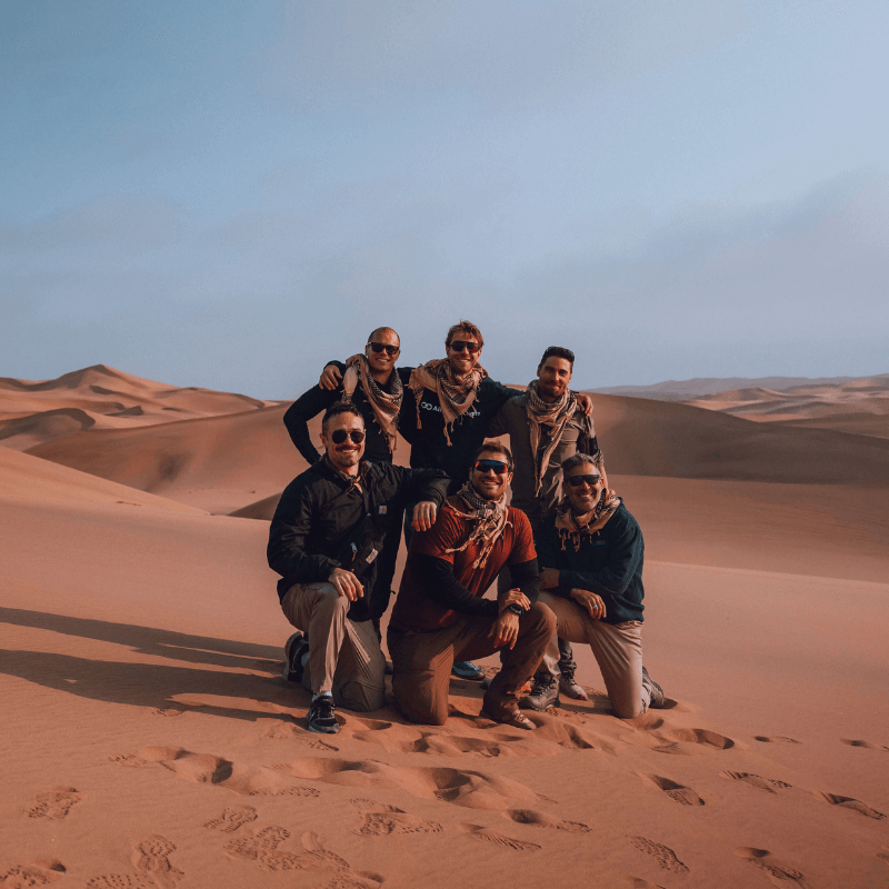 men hiking in the Andes