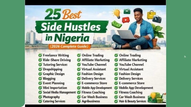 Young Nigerian working online side hustle from home