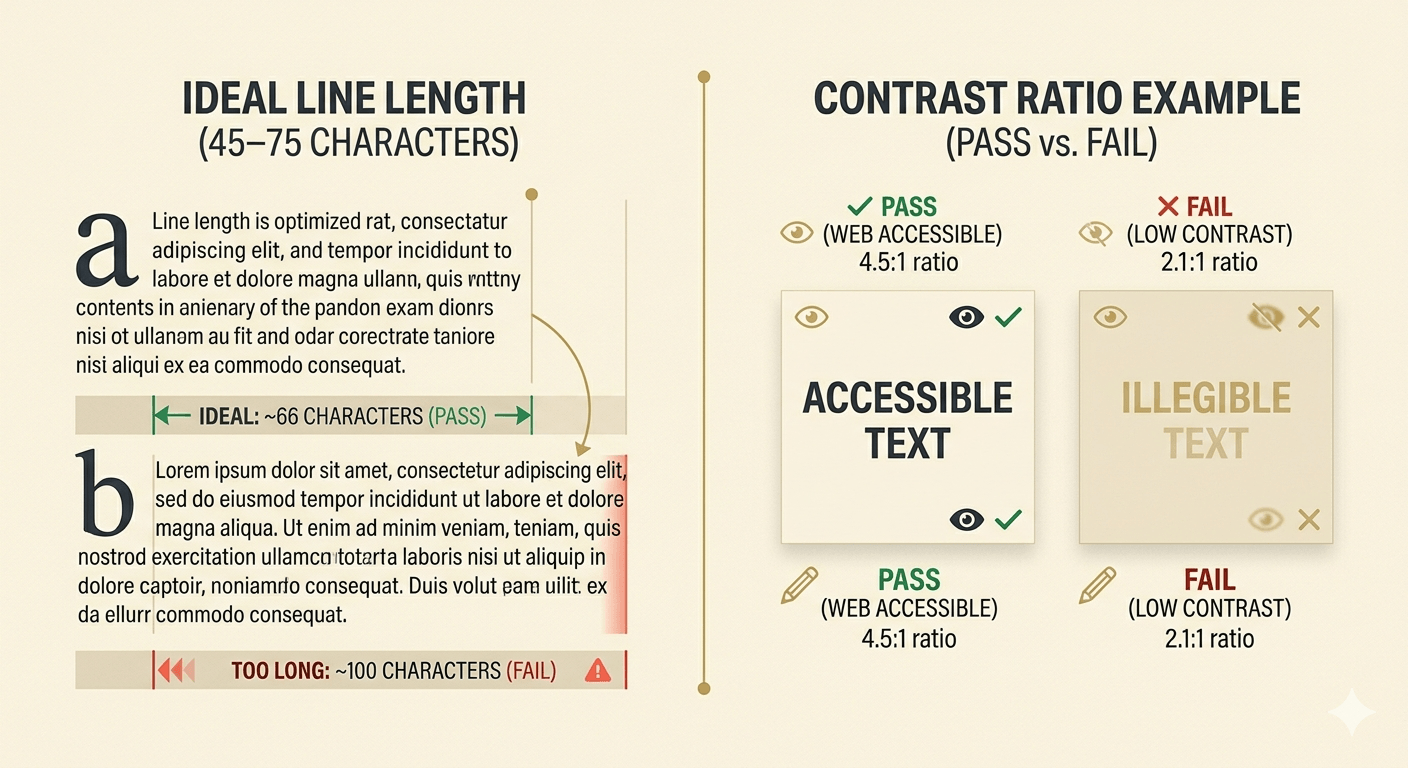 Typographic accessibility chart for web design readability.