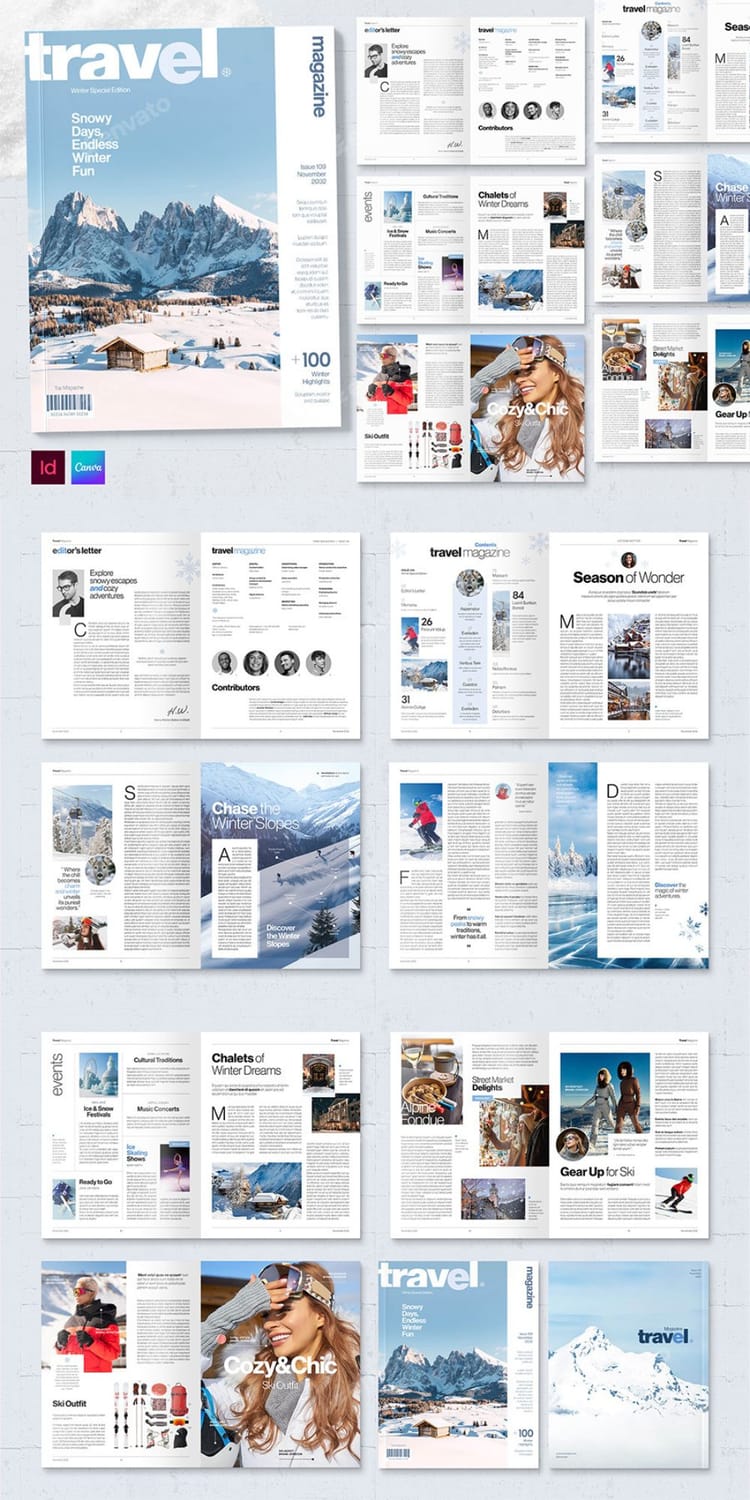 Winter Travel Magazine Template