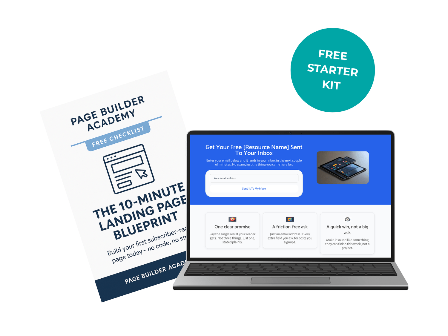 landing page checklist ebook cover mockup on laptop screen