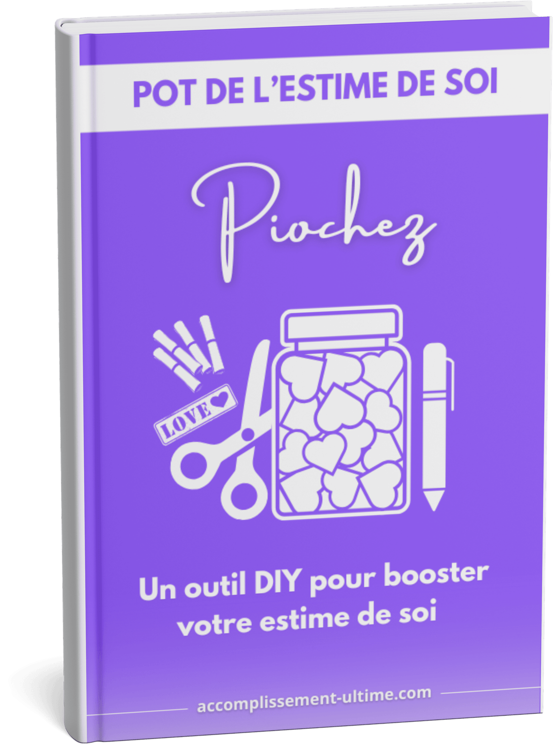 Le "Pot de l'estime de soi" est un outil DIY créatif à fabriquer soi-même pour renforcer son estime de soi. Un pot rempli d'affirmations positives à piocher tous les jours afin de booster son estime de soi. Inclus dans le pack "essor de l'estime de soi" crée par accomplissement ultime.