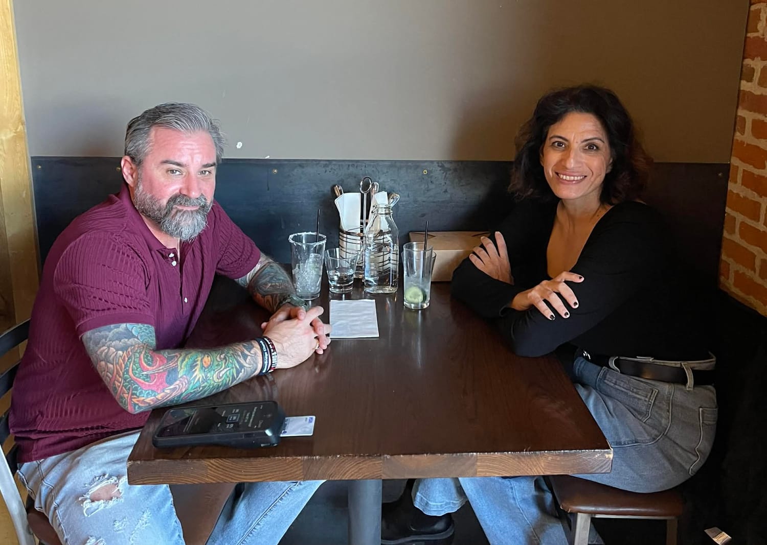 Chris & Laura out at dinner.