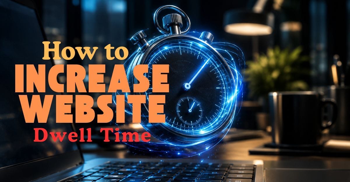 Glowing digital stopwatch hovering over a laptop keyboard illustrating how to increase website dwell time