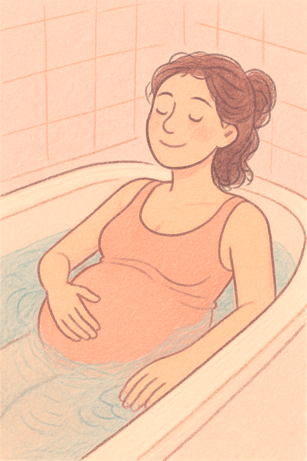femme enceinte qui se prélasse dans son bain