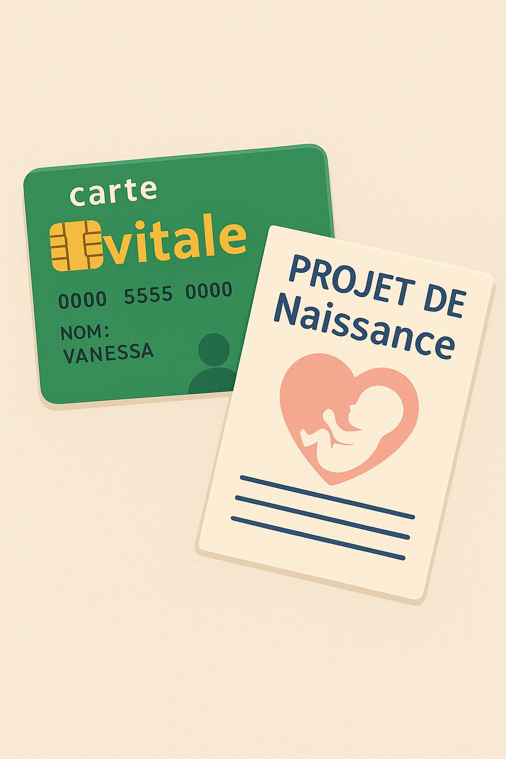 image représentant carte vitale et projet de naissance