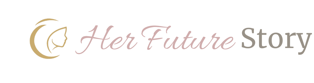 Her Future Story logo with crescent mark and wordmark