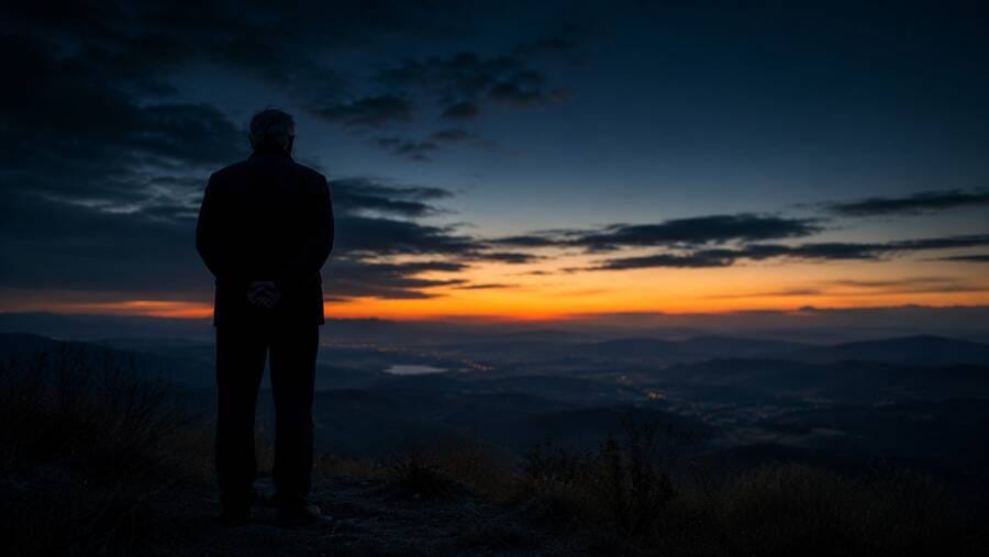 Figura senior al tramonto
