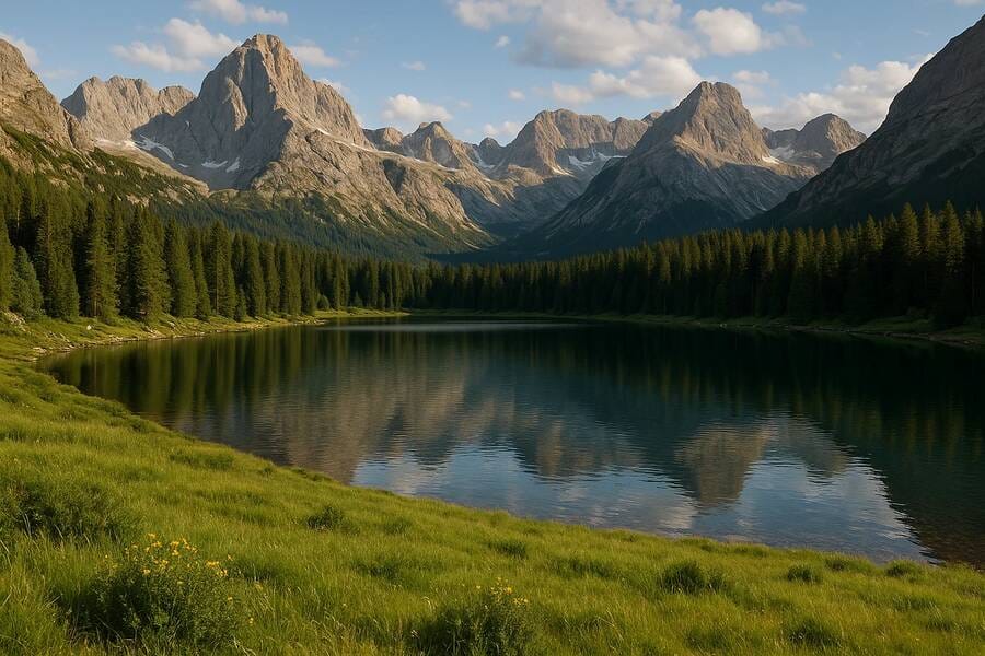 Paesaggio di montagna con lago